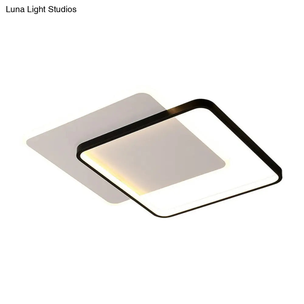 DecorBites™ DecorBites™ Modern Geometric Black Metal LED Flush Mount Ceiling Light Fixture