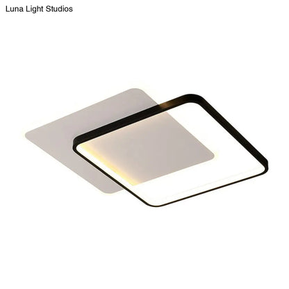 DecorBites™ DecorBites™ Modern Geometric Black Metal LED Flush Mount Ceiling Light Fixture