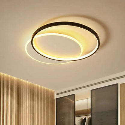DecorBites™ DecorBites™ Modern Geometric Black Metal LED Flush Mount Ceiling Light Fixture