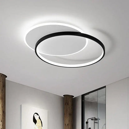 DecorBites™ DecorBites™ Modern Geometric Black Metal LED Flush Mount Ceiling Light Fixture