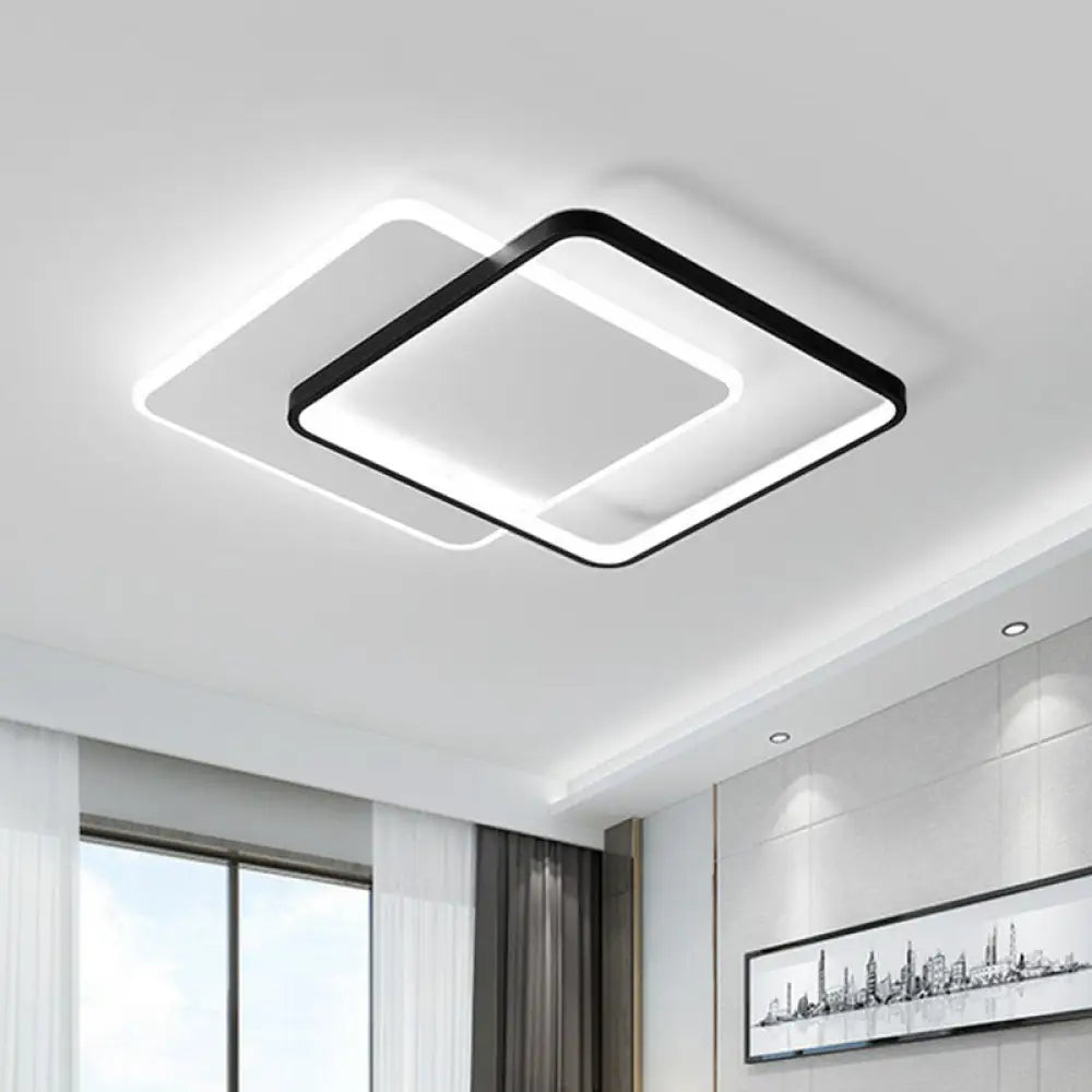 DecorBites™ DecorBites™ Modern Geometric Black Metal LED Flush Mount Ceiling Light Fixture