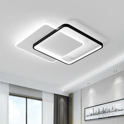DecorBites™ DecorBites™ Modern Geometric Black Metal LED Flush Mount Ceiling Light Fixture