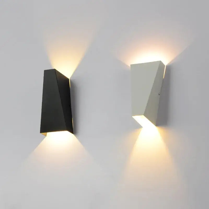 Modern geometric black and white led wall light with matte finish and warm ambient lighting for living room decorbites led wall