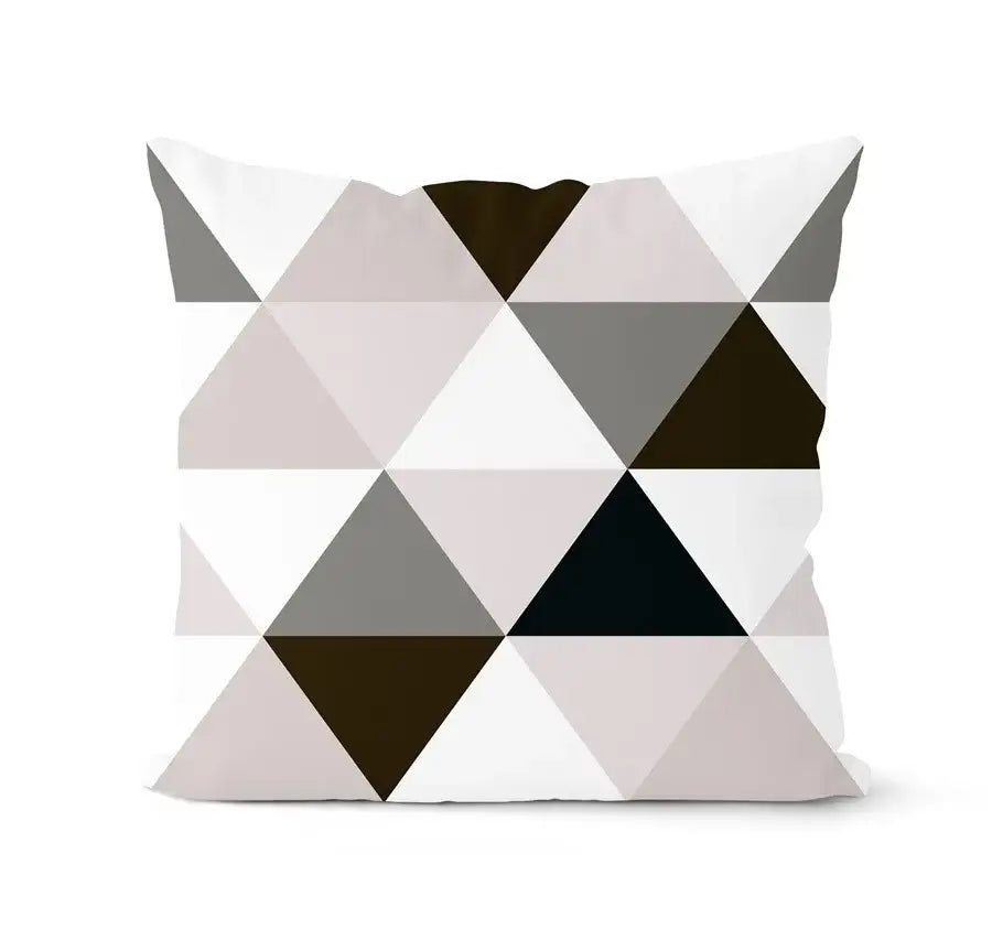 A modern geometric decorbites black and white pillowcase set featuring interlocking triangles in neutral shades for living room decor