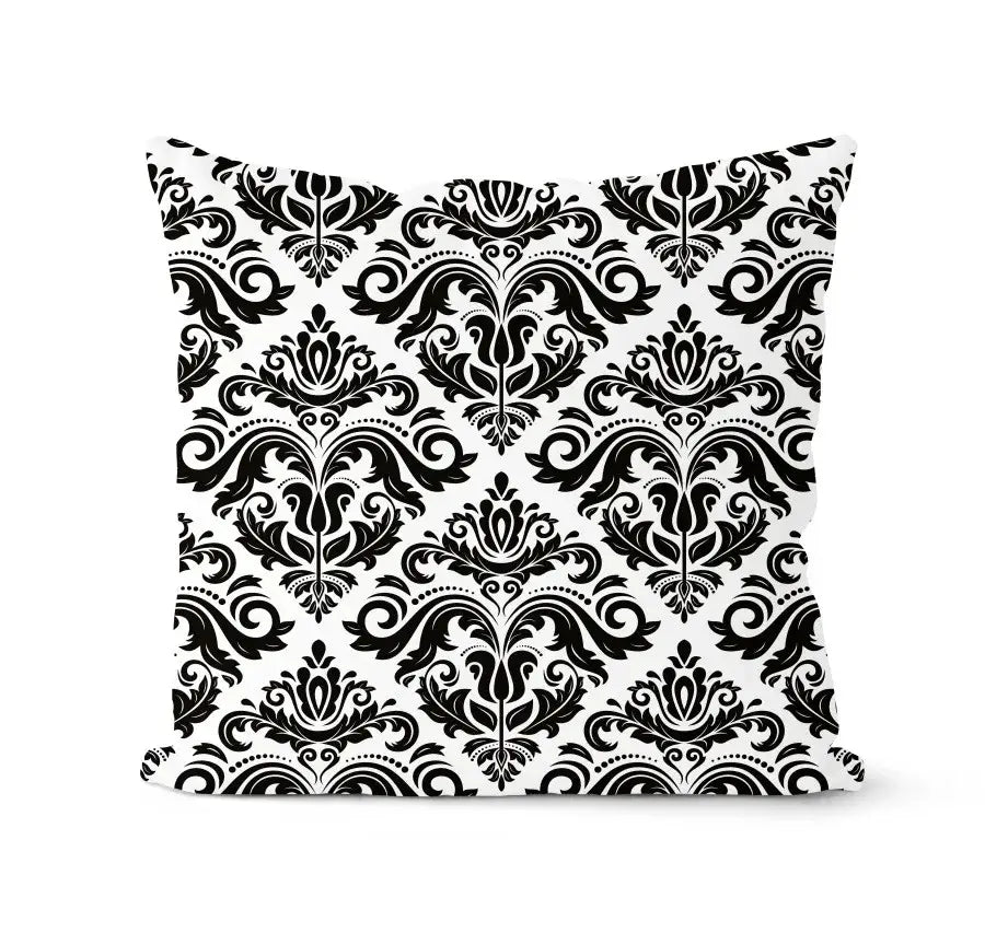 Modern geometric black and white pillowcase set featuring a damask patterned throw pillow for living room decorbites geometric design