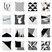 A modern geometric black white pillowcase set featuring minimalist designs with geometric patterns and animal silhouettes for living room decorbites geometric black and white pillowcase set