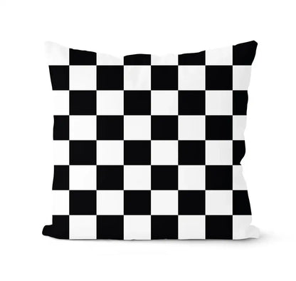 Modern geometric black and white pillowcase set featuring a bold checkered decorbites geometric black pattern for living room decor