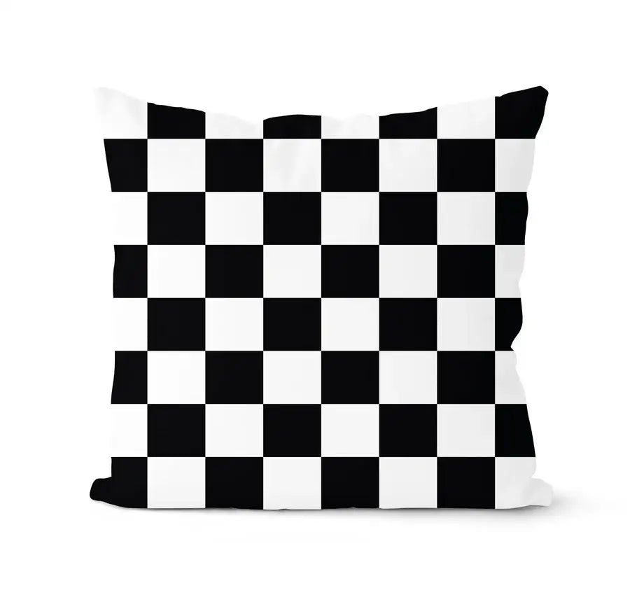 Modern geometric black and white pillowcase set featuring a bold checkered decorbites geometric black pattern for living room decor