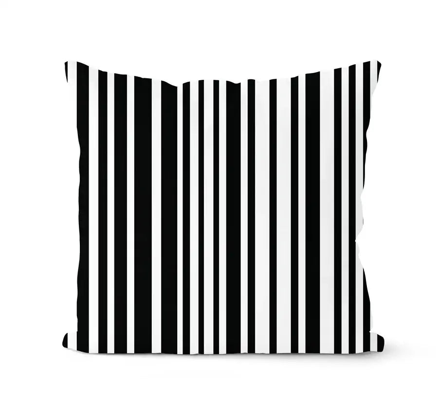 Square throw pillow with bold black and white vertical stripes from decorbites geometric black and white pillowcase set