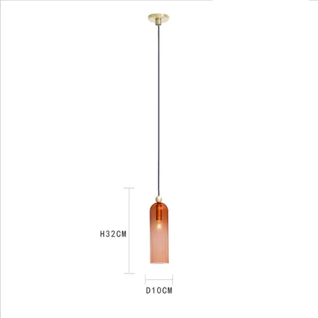 Modern geometric brass and black glass pendant light with amber glass shade 32cm tall for dining room chandelier