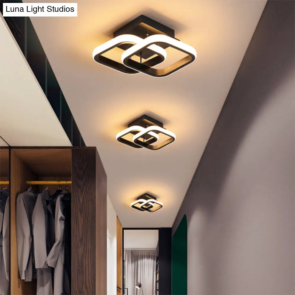 DecorBites™ DecorBites™ Modern Geometric Ceiling Light: Aluminum LED Semi Flush Mount for Corridor