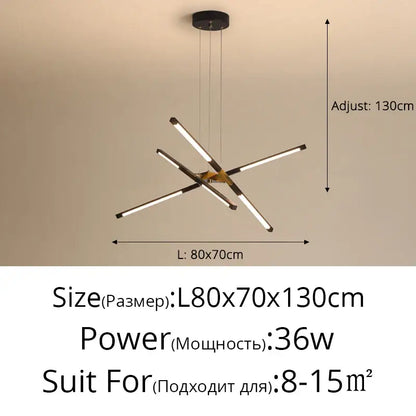 Modern geometric dimmable led ceiling light with matte black intersecting bars and gold central hub for dining room decorbites dimmable led