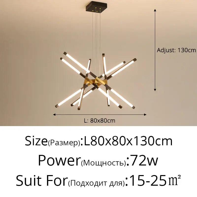 Modern geometric chrome and gold dimmable led ceiling light with intersecting led bars for dining room decorbites dimmable led