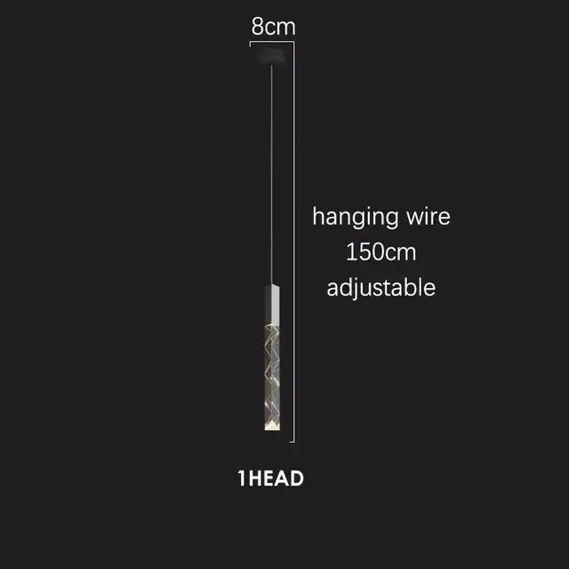 Minimalist modern geometric crystal chrome led chandelier pendant light with adjustable wire and metallic patterned body