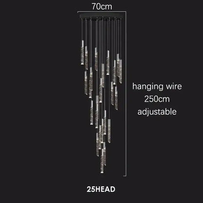 Modern black chrome led chandelier with 25 crystal-encrusted glass pendants on adjustable 250cm wire by decorbites crystal chrome