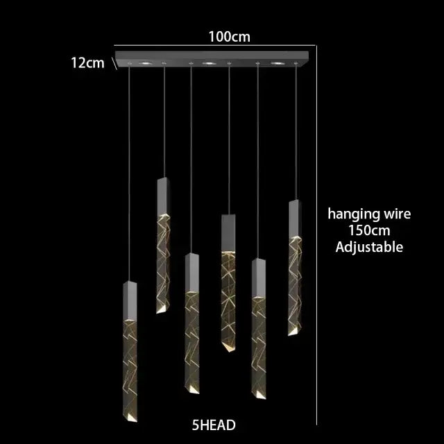 Modern black and gold geometric pendant light with five adjustable heads in decorbites crystal chrome led chandelier style
