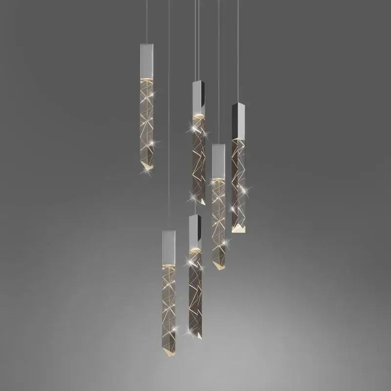 Modern geometric crystal glass led pendant light with sleek silver and gold accents for living room decorbites crystal glass