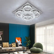 Modern geometric crystal smart led chandelier with multiple concentric rings ceiling light for living room decorbites smart led