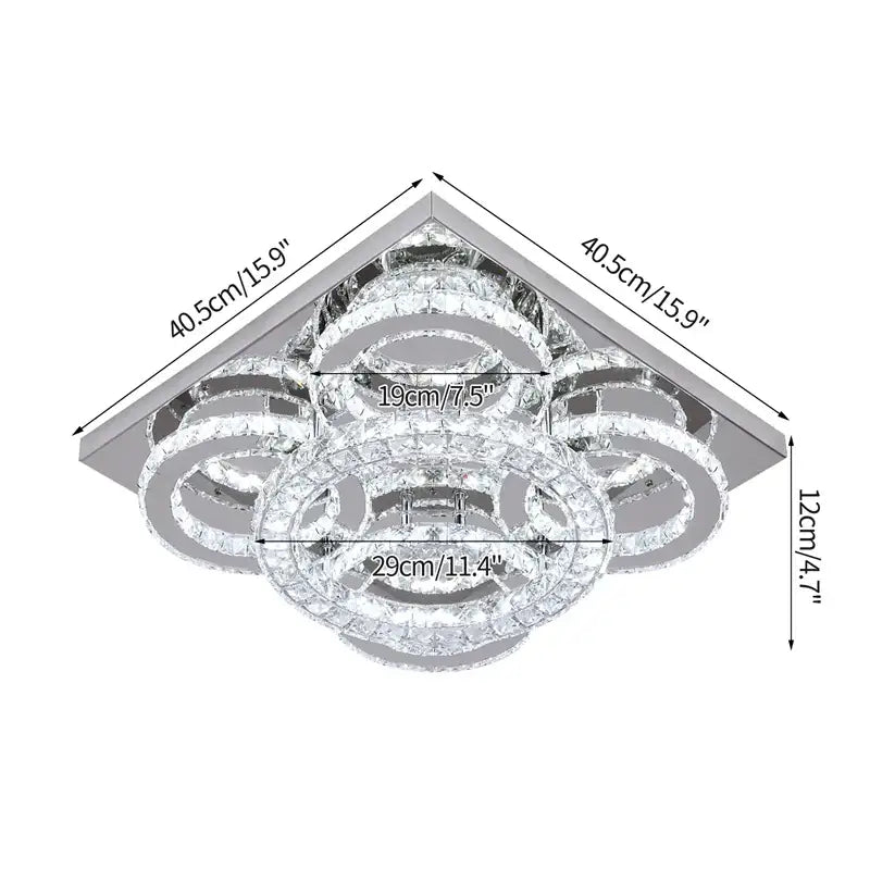 Modern geometric crystal smart led chandelier with concentric rings and silver frame for living room ceiling light decorbites smart led