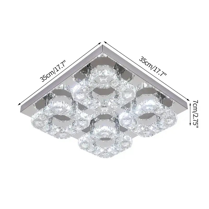 Square-shaped modern geometric crystal smart led chandelier ceiling light with chrome finish for living room decorbites smart led