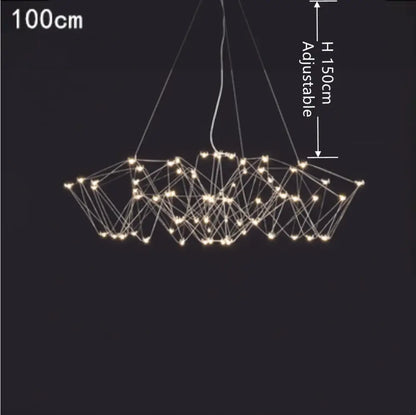 A modern decorbites cube light pendant with adjustable geometric wireframe and warm white led for dining room decor