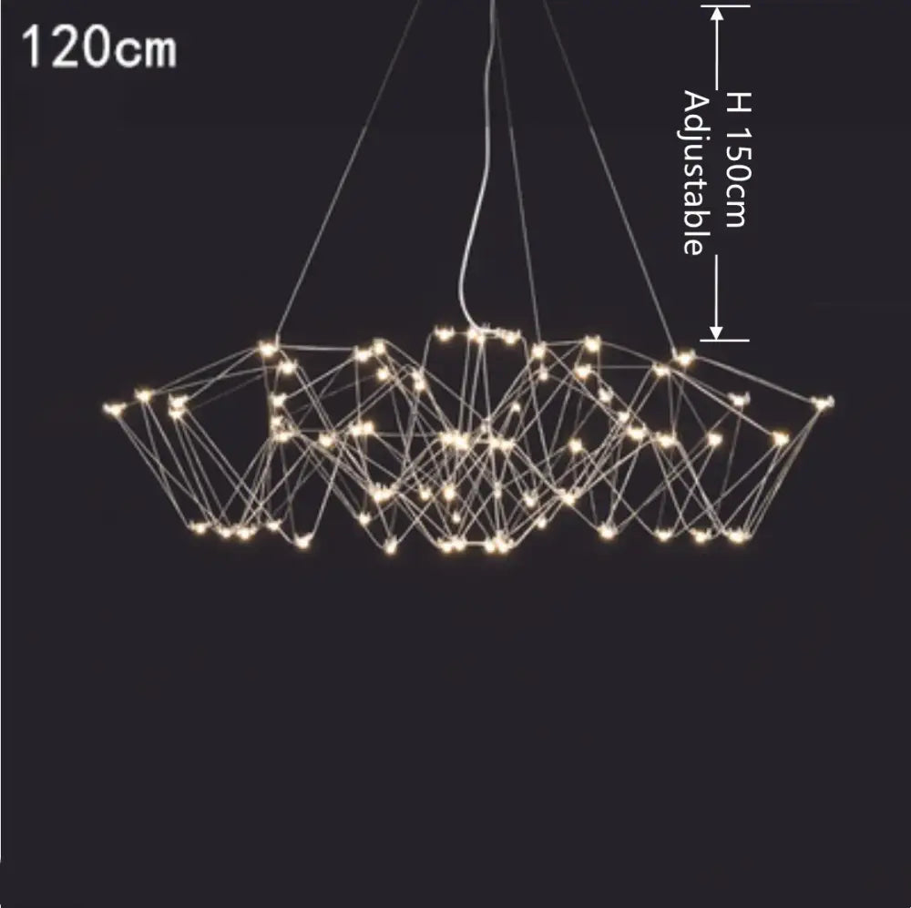 Modern geometric cube light pendant chandelier with warm-white led lights and thin metallic wires for dining room decorbites cube light
