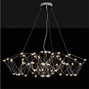 Modern geometric cube light pendant lamp with thin metallic wires and warm white LED lights for dining room decorbites cube light