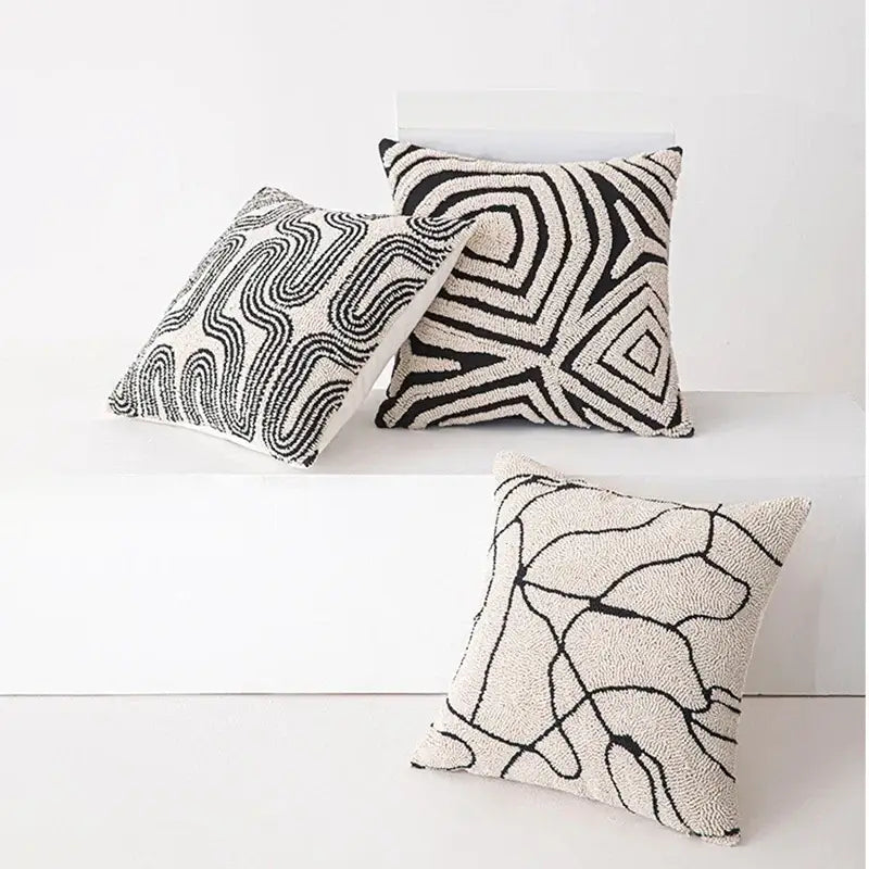 Black Geometric Cushion 45cm Cover