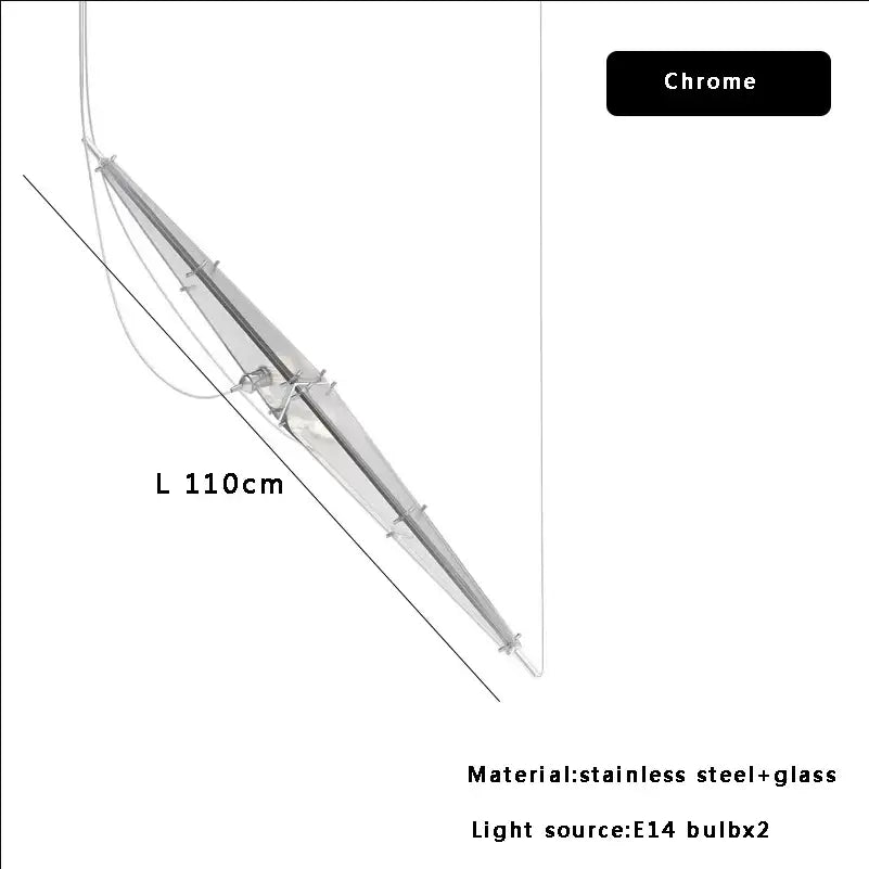 Modern geometric glass cone chandelier pendant lamp with chrome finish stainless steel and glass for dining room use