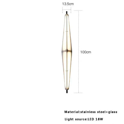 Modern geometric glass cone chandelier pendant lamp with translucent glass body and stainless steel frame 100cm tall