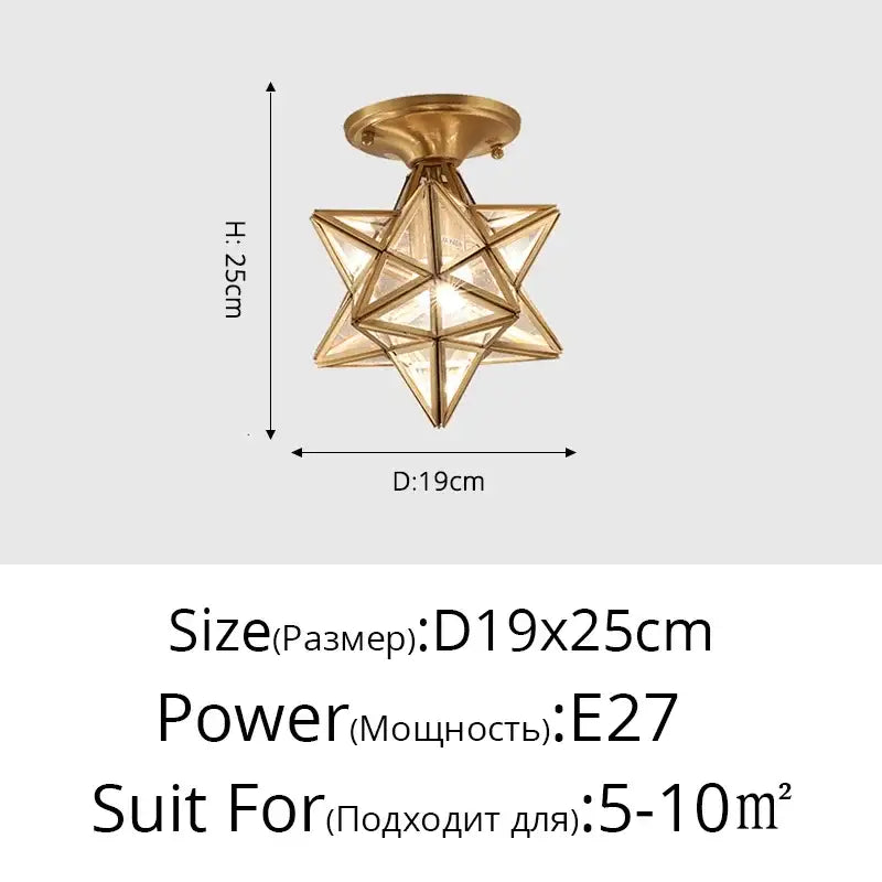 Modern geometric gold star ceiling light with decorbites crystal glass led design for living room chandelier decor