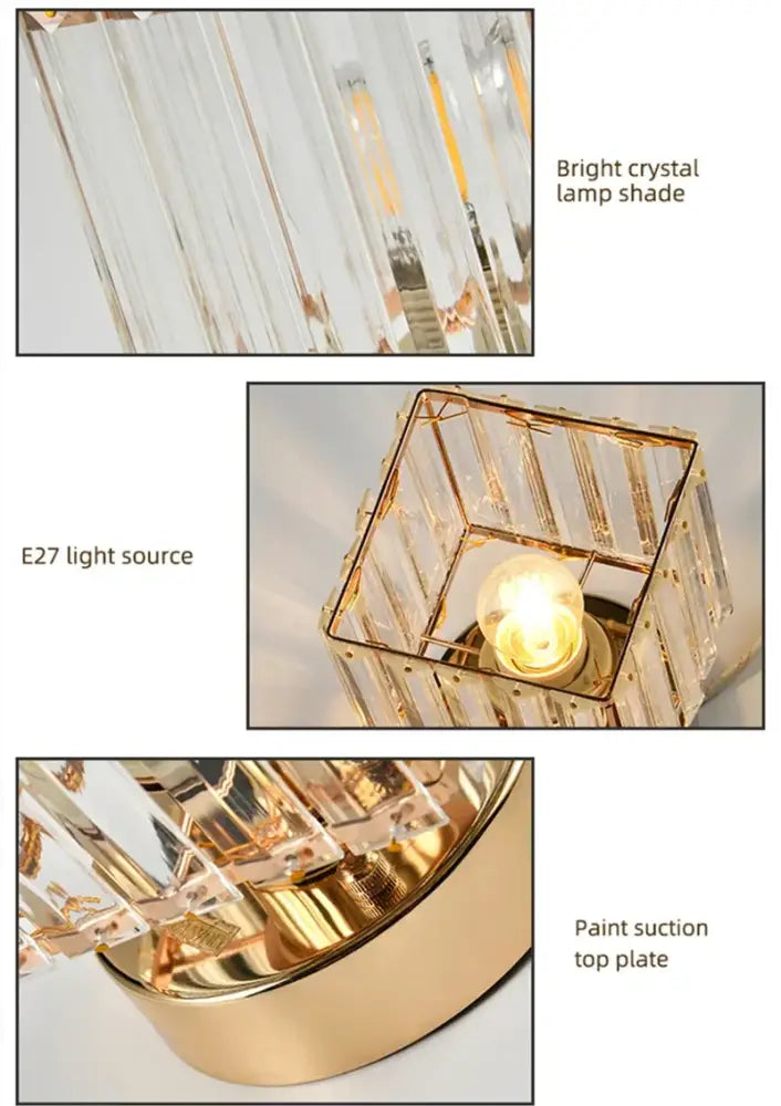 Modern geometric gold and black crystal glass led chandelier with gold-finished vertical glass prisms and e27 bulb for living room decorbites crystal glass