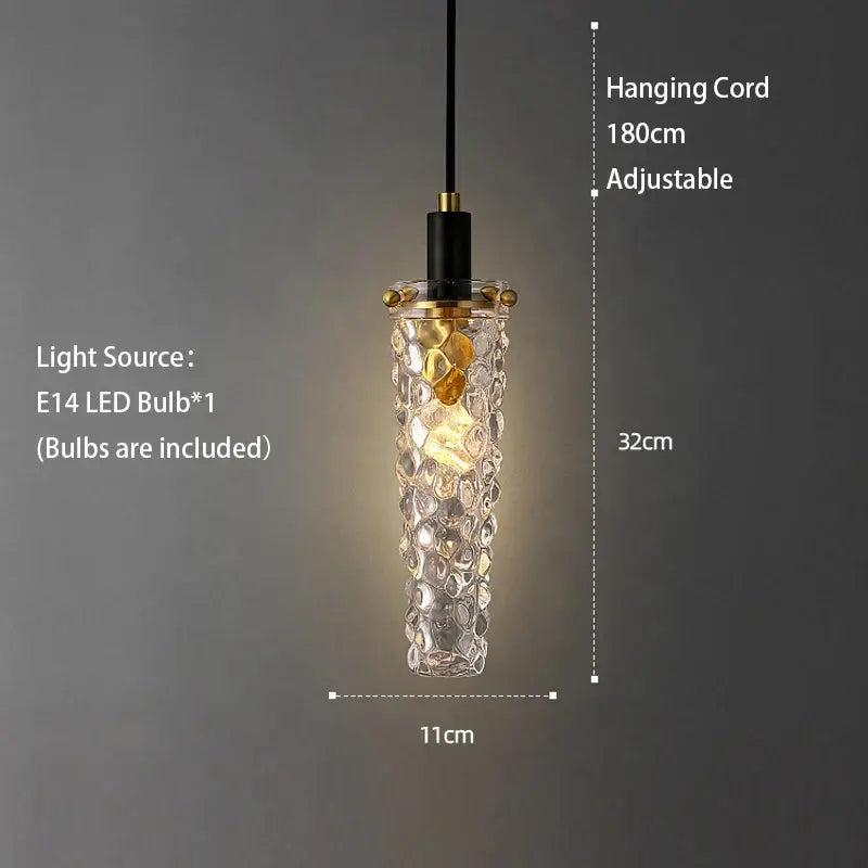Modern geometric gold and clear crystal led ceiling chandelier with clear textured glass and black cord decorbites crystal led