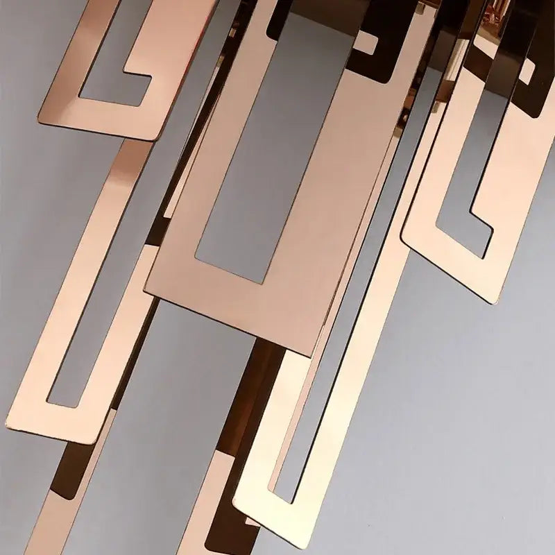 Modern geometric rose gold wall lamp with metallic plates cascading design decorbites crystal wall lamp for bedroom decor