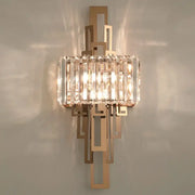 A modern geometric gold wall lamp with clear crystal rods decorbites crystal wall lamp for bedroom decor