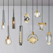 Modern geometric gold and silver crystal led pendant lights with metallic accents for dining room decorbites crystal led