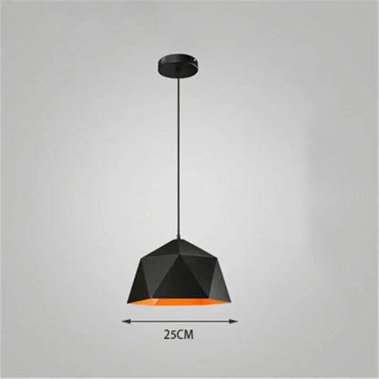 Modern geometric iron diamond pendant lights with black exterior and orange interior lining for living room decorbites iron diamond pendant