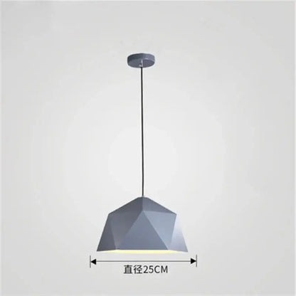 Modern geometric gray iron diamond pendant light with faceted dome shade suspended by thin cord for living room decorbites pendant lights