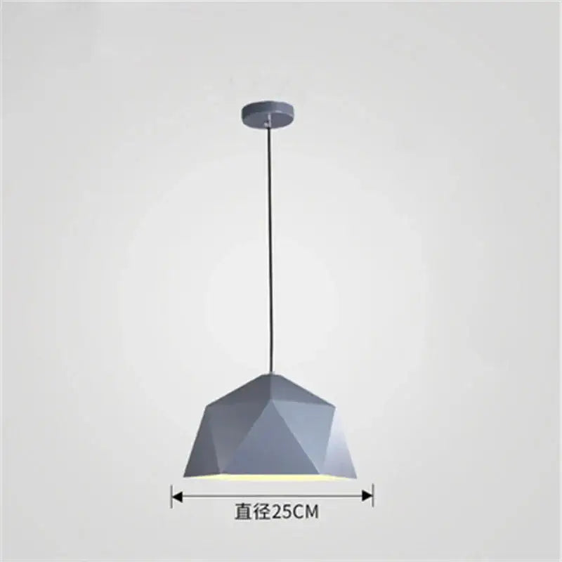 Modern geometric gray iron diamond pendant light with faceted dome shade suspended by thin cord for living room decorbites pendant lights
