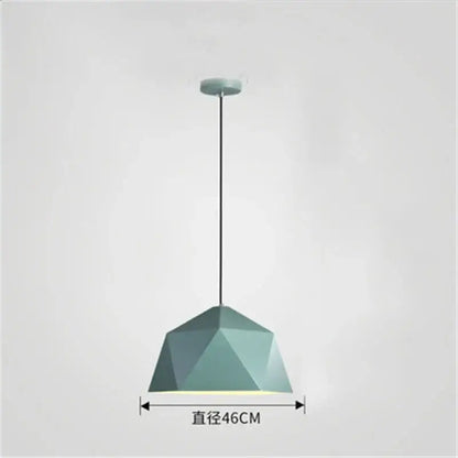 Modern geometric iron diamond pendant lights with a matte teal faceted shade and black cord for living room decorbites iron diamond pendant