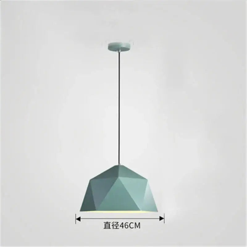 Modern geometric iron diamond pendant lights with a matte teal faceted shade and black cord for living room decorbites iron diamond pendant