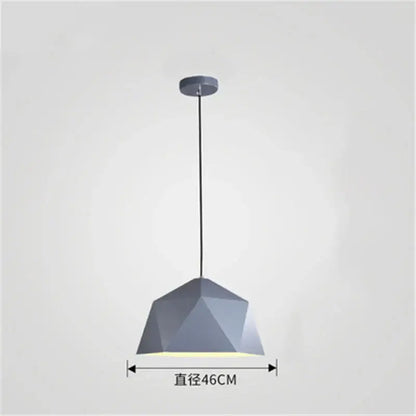 Modern geometric iron diamond pendant light with matte gray faceted dome and black cord for living room decorbites iron diamond pendant