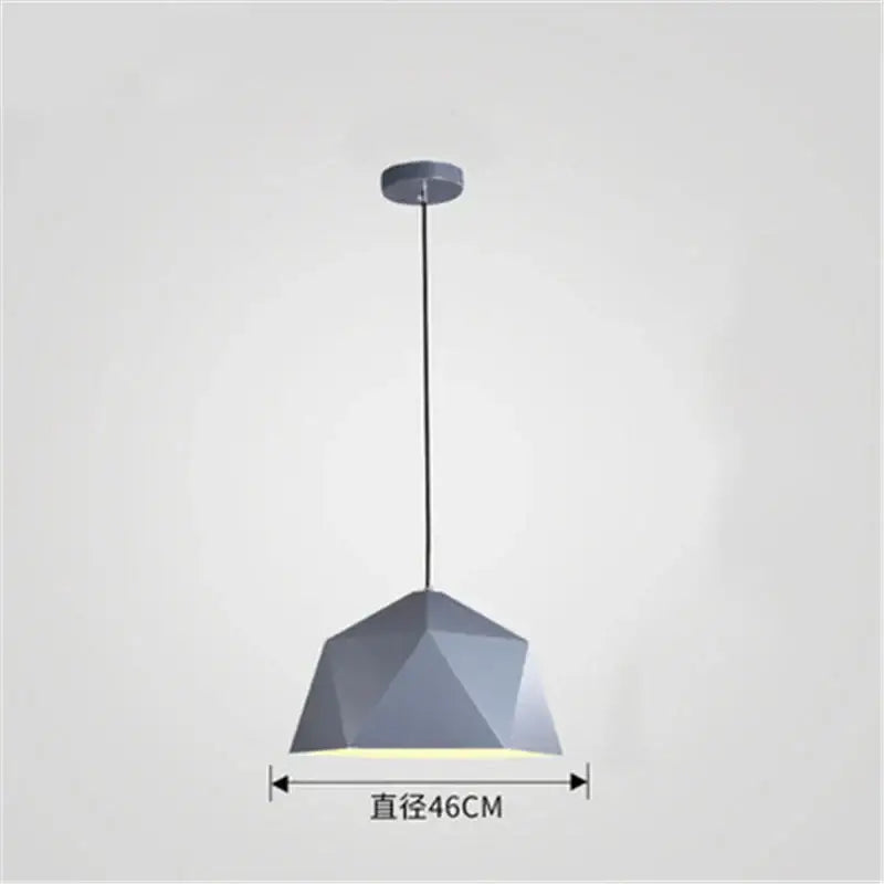 Modern geometric iron diamond pendant light with matte gray faceted dome and black cord for living room decorbites iron diamond pendant
