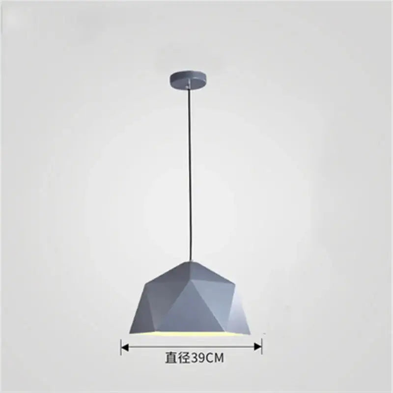 Modern geometric iron diamond pendant lights with a matte gray faceted iron diamond pendant shade for living room decorbites