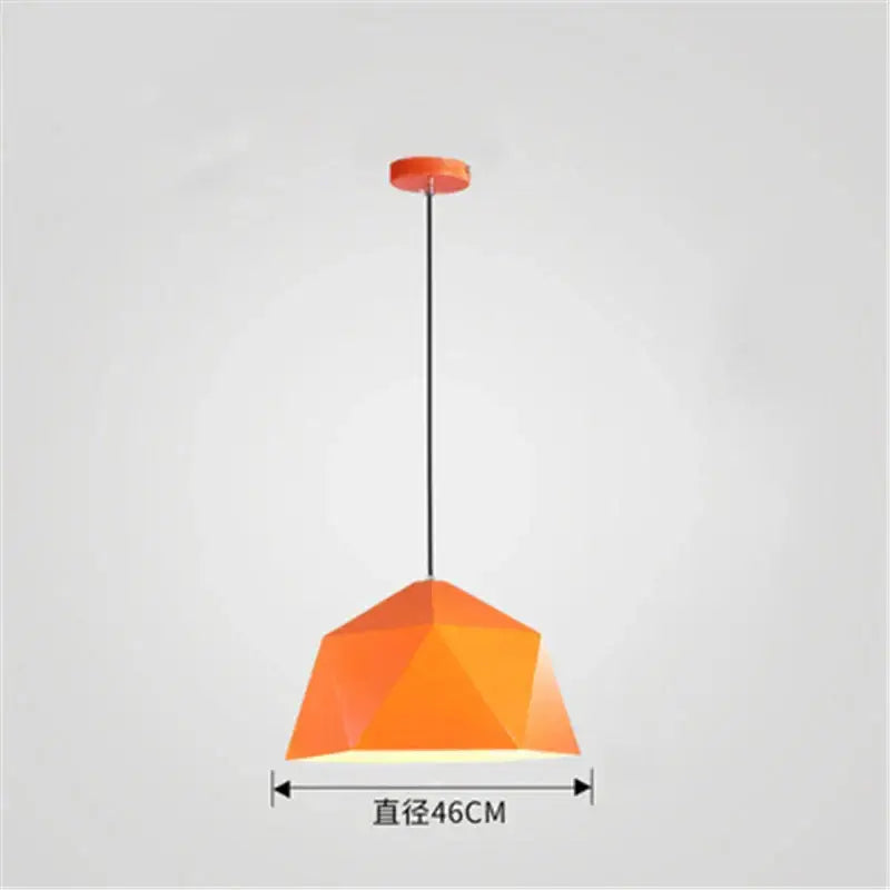 Modern orange geometric iron diamond pendant light with faceted shade and ceiling mount for living room decorbites pendant lights