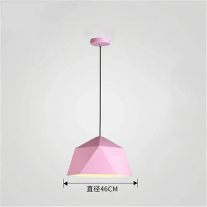 Pink geometric iron diamond pendant light with faceted dome shade and matching ceiling mount for living room decorbites iron diamond pendant