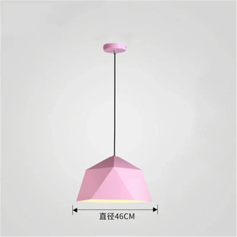 Pink geometric iron diamond pendant light with faceted dome shade and matching ceiling mount for living room decorbites iron diamond pendant