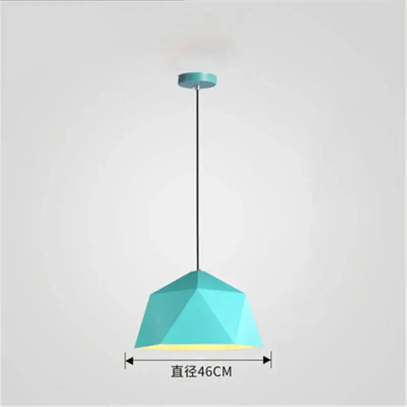 Modern teal geometric iron diamond pendant light with faceted dome shade suspended by black cord for living room decorbites iron diamond pendant