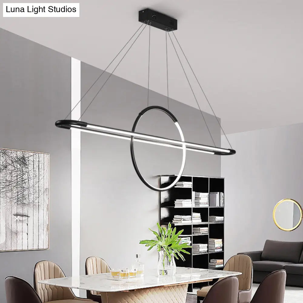 ديكوربايتس™ مصباح معلق هندسي حديث على شكل جزيرة مزود بإضاءة LED، سقف معدني لغرفة الطعام، إضاءة فنية