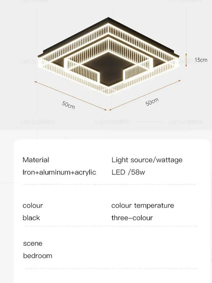 Modern geometric led black chandelier acrylic ceiling lamp with iron and aluminum for living room decorbites led black